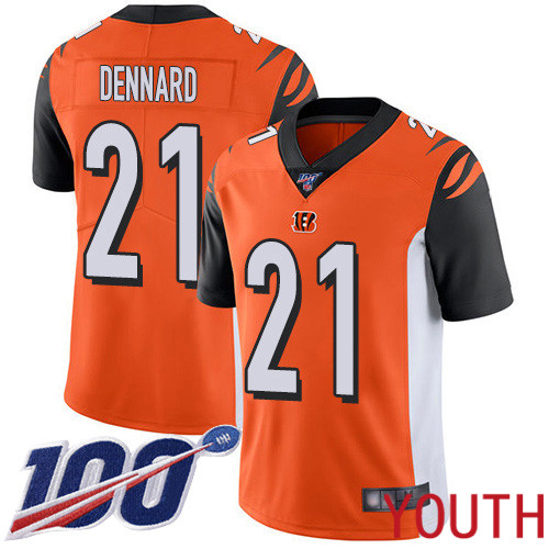 Cincinnati Bengals Limited Orange Youth Darqueze Dennard Alternate Jersey NFL Footballl #21 100th Season Vapor Untouchable->youth nfl jersey->Youth Jersey
